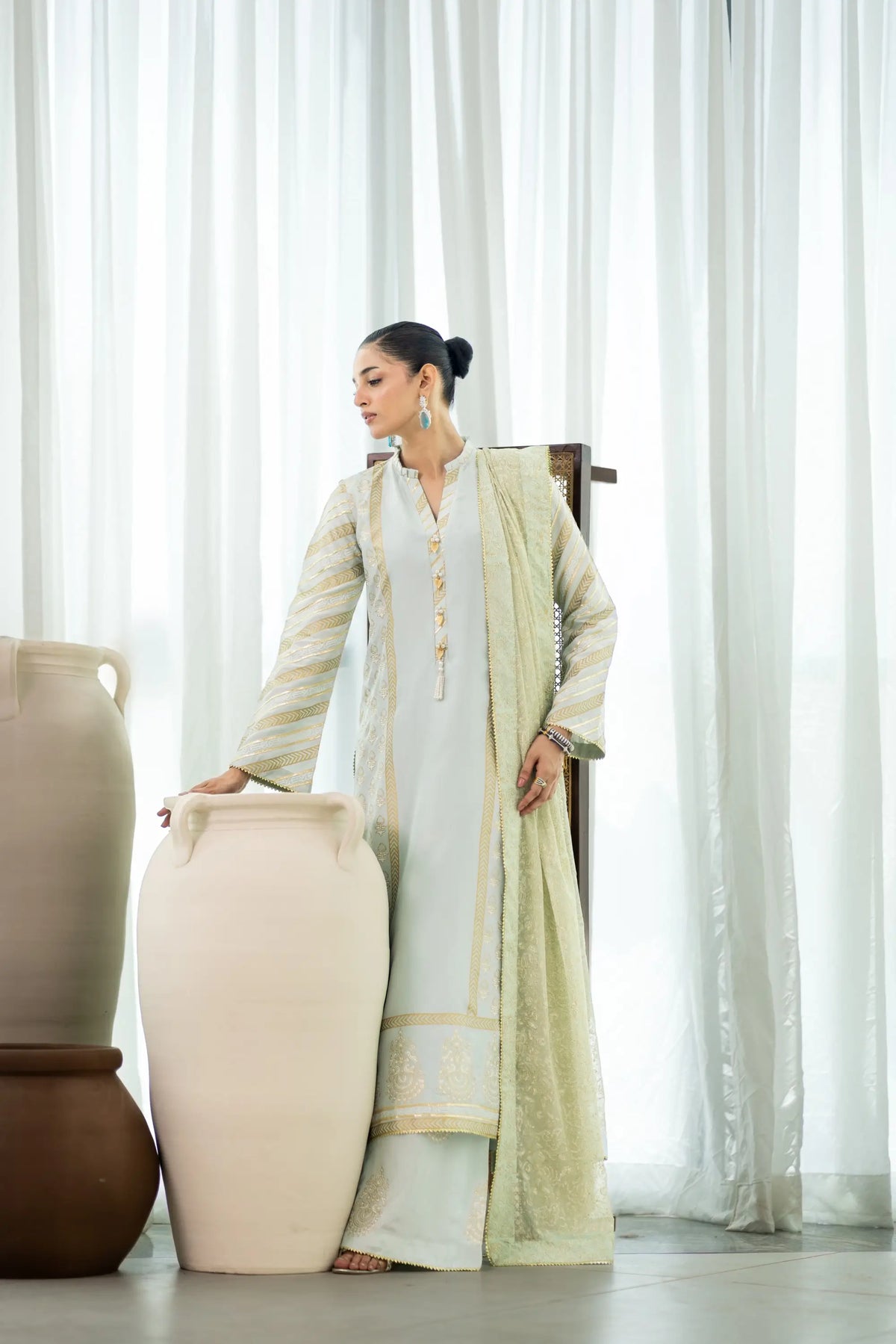 Wahaj M Khan | Sanam Luxe | Pista IceBleu BS - by Libasekhas UK - Registered Vendor of : Wahaj M Khan - 100% Original Designer Dress