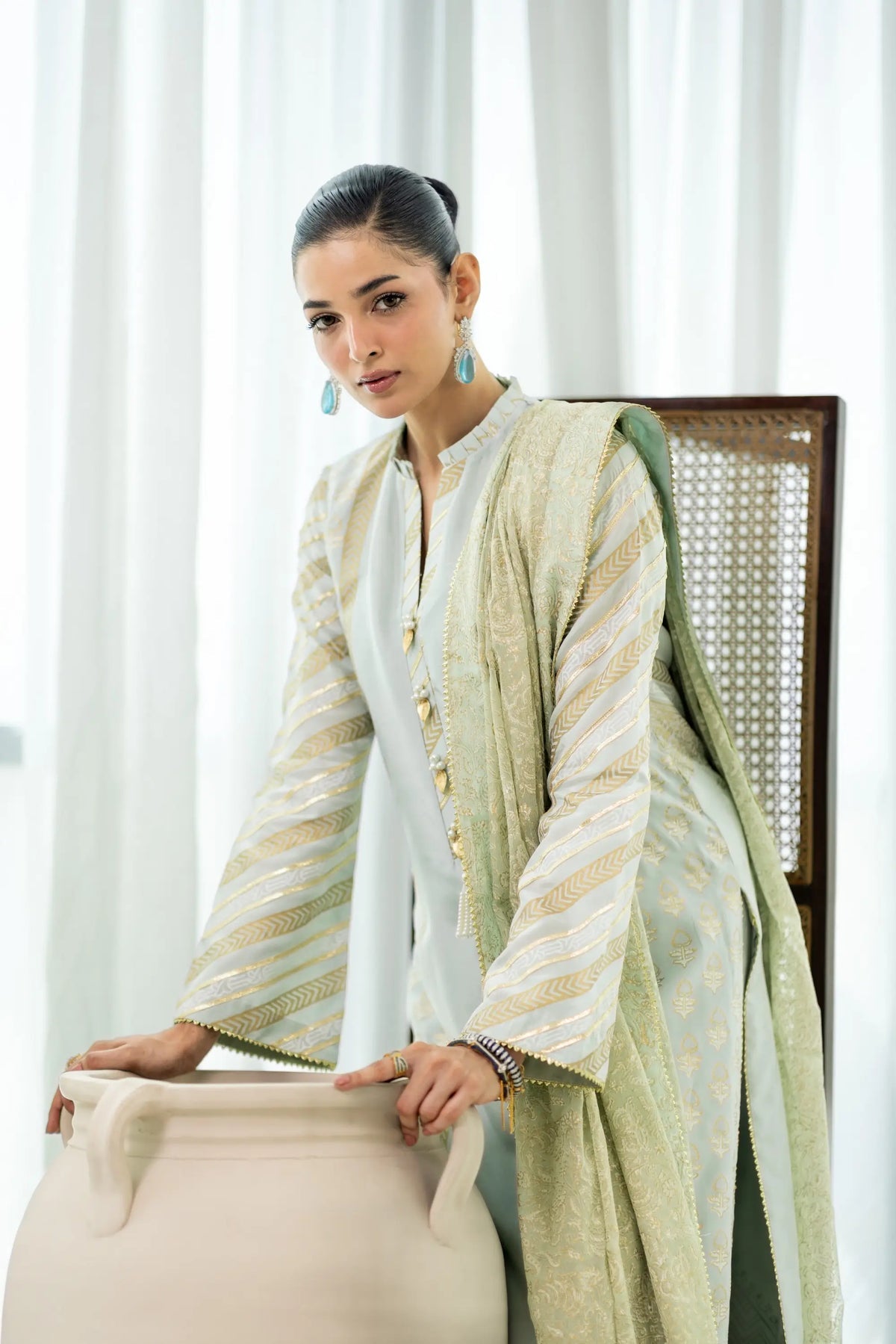 Wahaj M Khan | Sanam Luxe | Pista IceBleu BS - by Libasekhas UK - Registered Vendor of : Wahaj M Khan - 100% Original Designer Dress