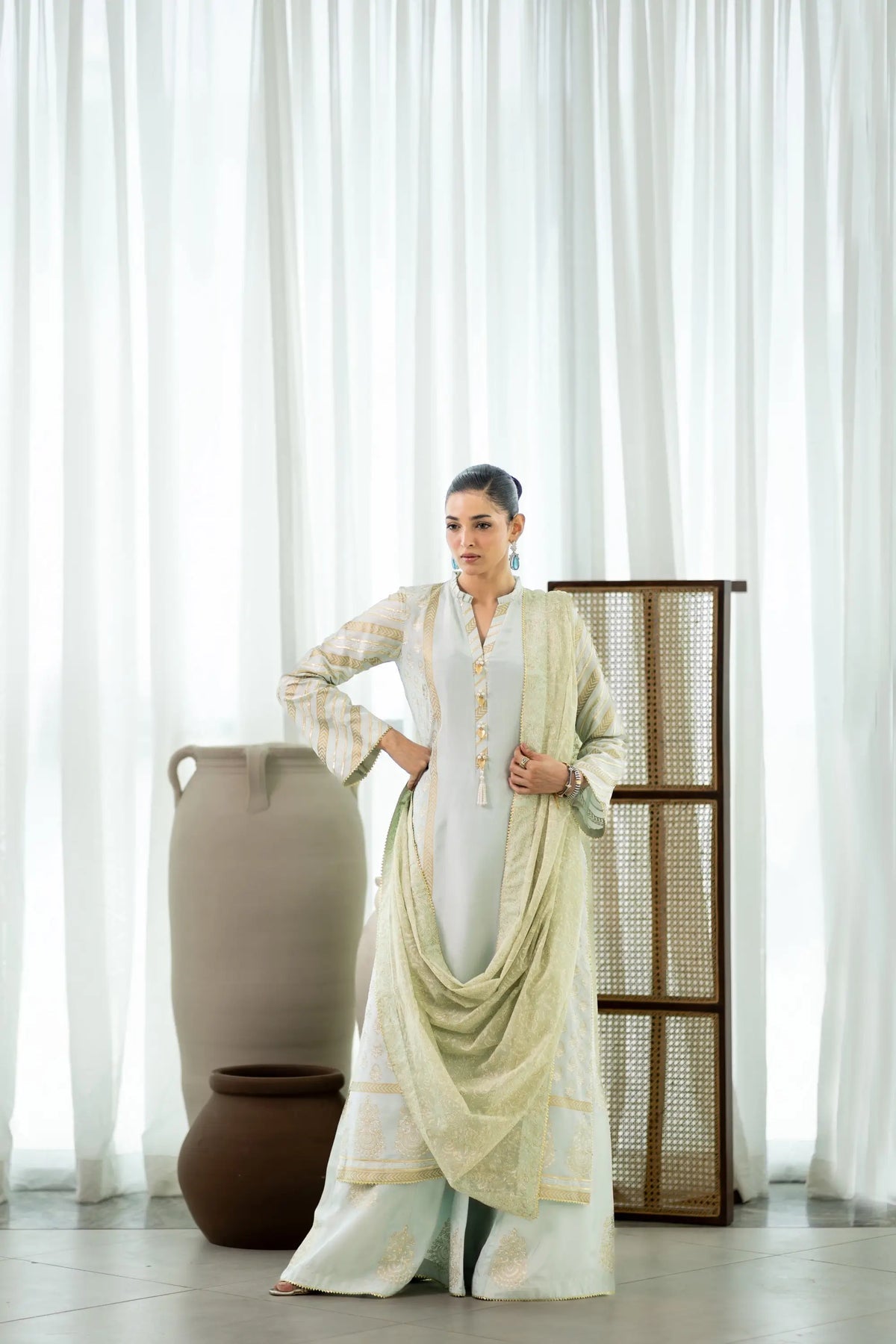 Wahaj M Khan | Sanam Luxe | Pista IceBleu BS - by Libasekhas UK - Registered Vendor of : Wahaj M Khan - 100% Original Designer Dress