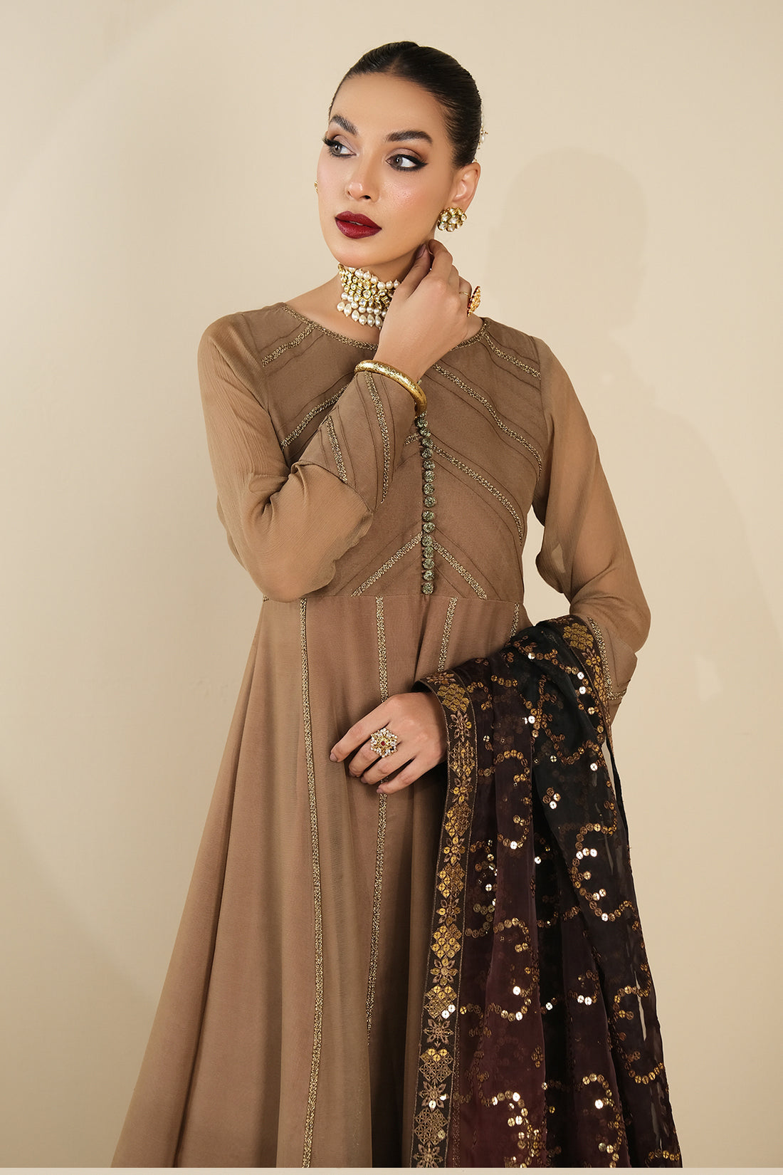Alizeh | Formals Collection | Rose Beige Dress 3 piece - RTW1017 - by - Libasekhas UK - Registered Vendor of : Alizeh - 100% Original Designer Dresss