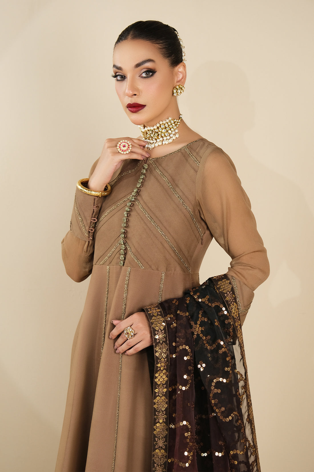 Alizeh | Formals Collection | Rose Beige Dress 3 piece - RTW1017 - by - Libasekhas UK - Registered Vendor of : Alizeh - 100% Original Designer Dresss