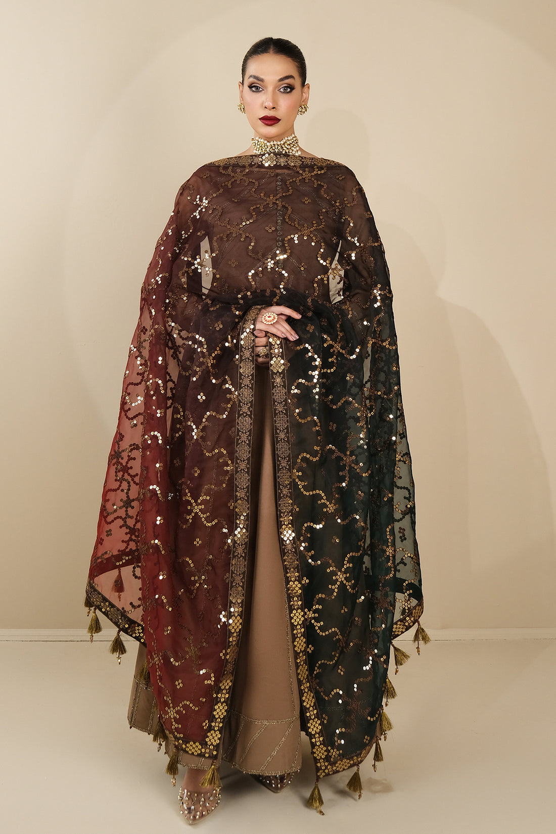 Alizeh | Formals Collection | Rose Beige Dress 3 piece - RTW1017 - by - Libasekhas UK - Registered Vendor of : Alizeh - 100% Original Designer Dresss