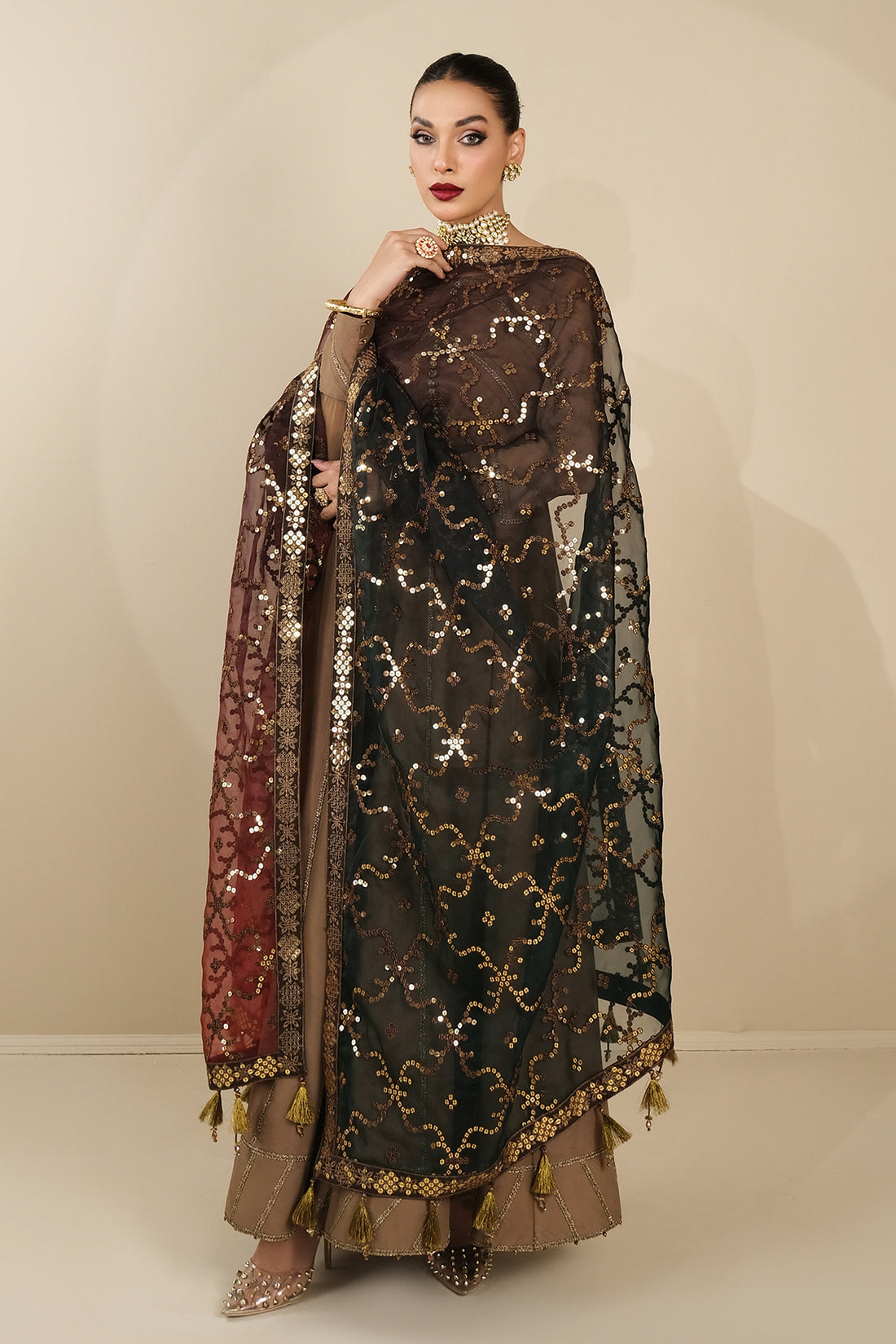 Alizeh | Formals Collection | Rose Beige Dress 3 piece - RTW1017 - by - Libasekhas UK - Registered Vendor of : Alizeh - 100% Original Designer Dresss