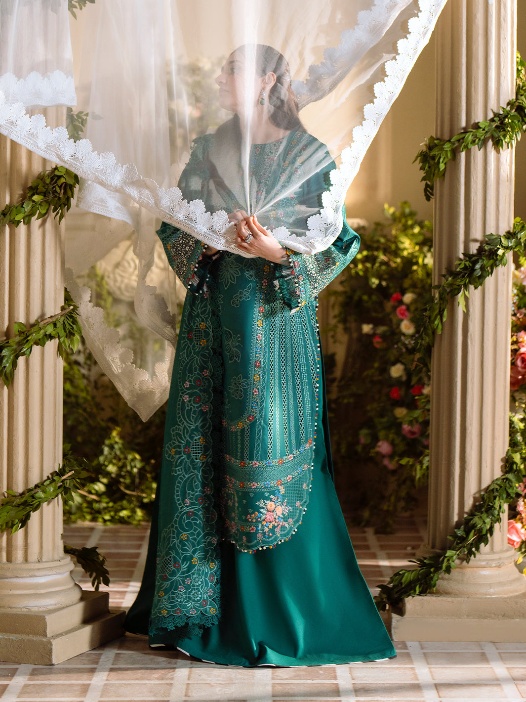 Bin Ilyas | Freesia Embroidered Lawn 25 | 102 - A - by - Libasekhas UK - Registered Vendor of : Bin Ilyas - 100% Original Designer Dresss