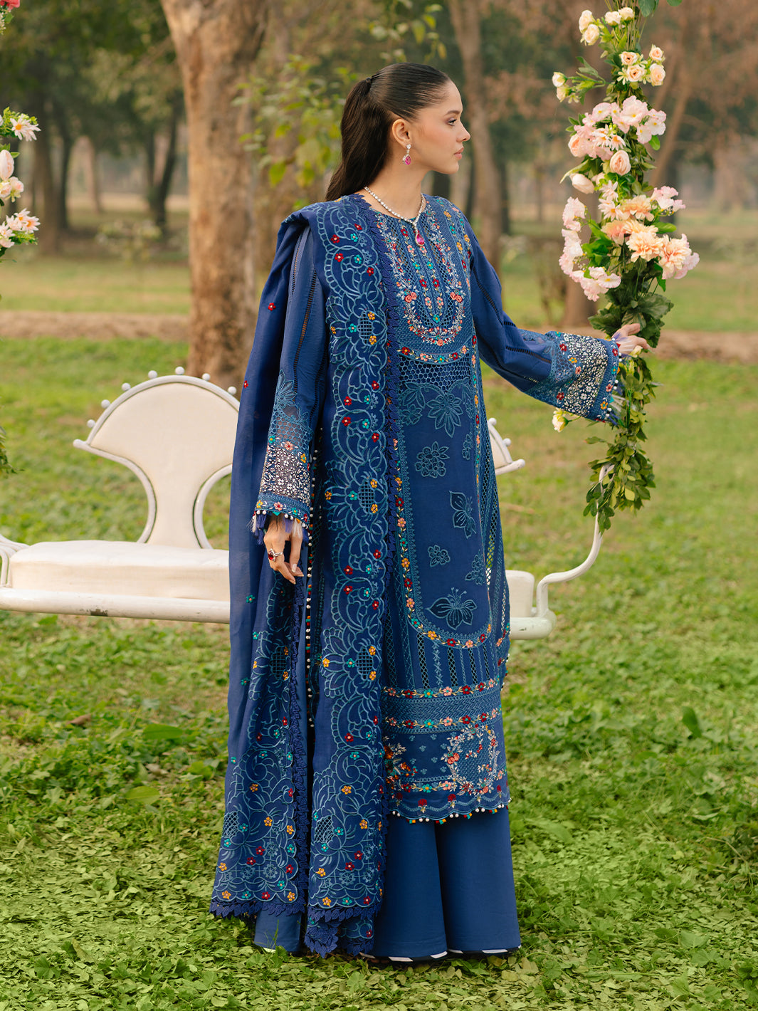 Bin Ilyas | Freesia Embroidered Lawn 25 | 102 - B - by - Libasekhas UK - Registered Vendor of : Bin Ilyas - 100% Original Designer Dresss