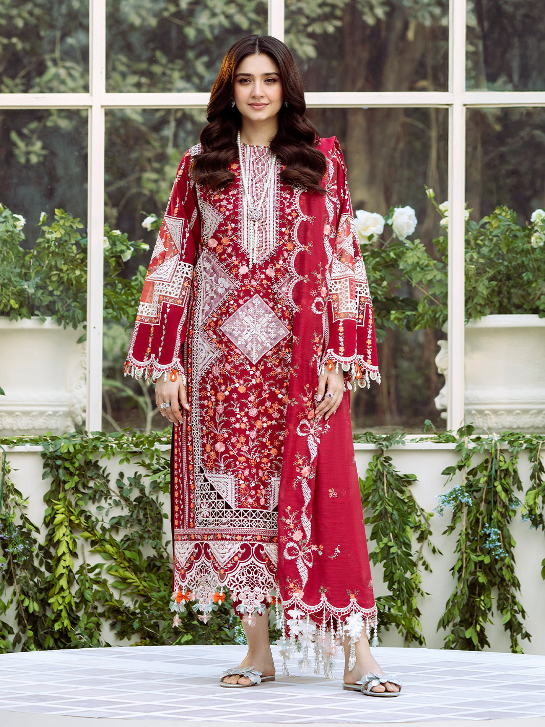 Bin Ilyas | Freesia Embroidered Lawn 25 | 103 - A - by - Libasekhas UK - Registered Vendor of : Bin Ilyas - 100% Original Designer Dresss