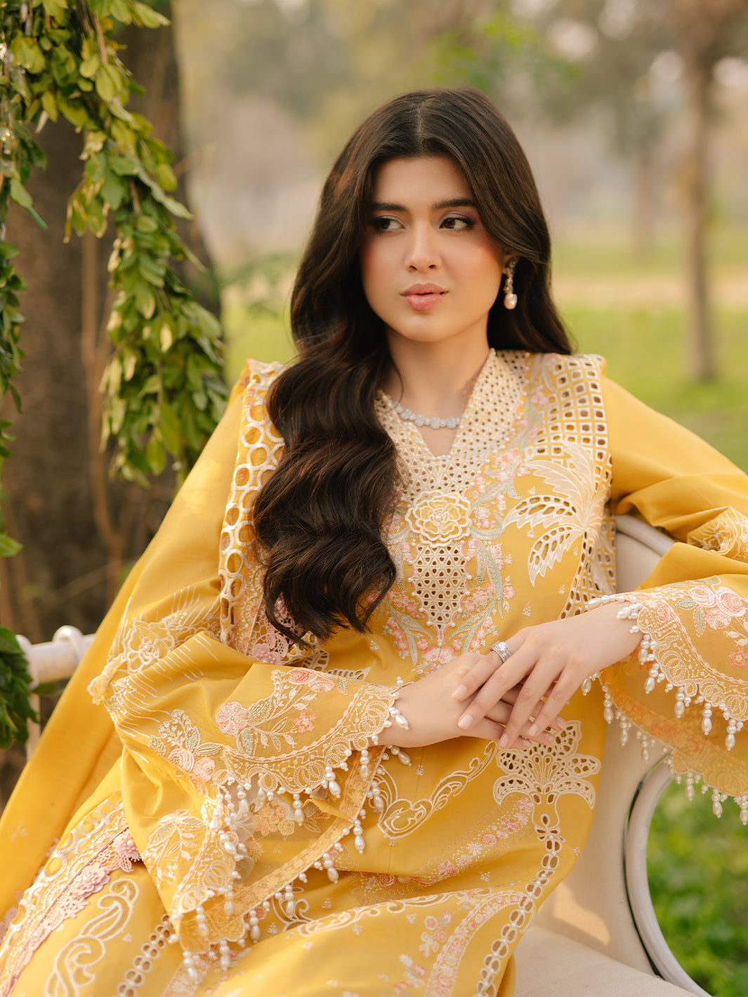 Bin Ilyas | Freesia Embroidered Lawn 25 | 104 - A - by - Libasekhas UK - Registered Vendor of : Bin Ilyas - 100% Original Designer Dresss