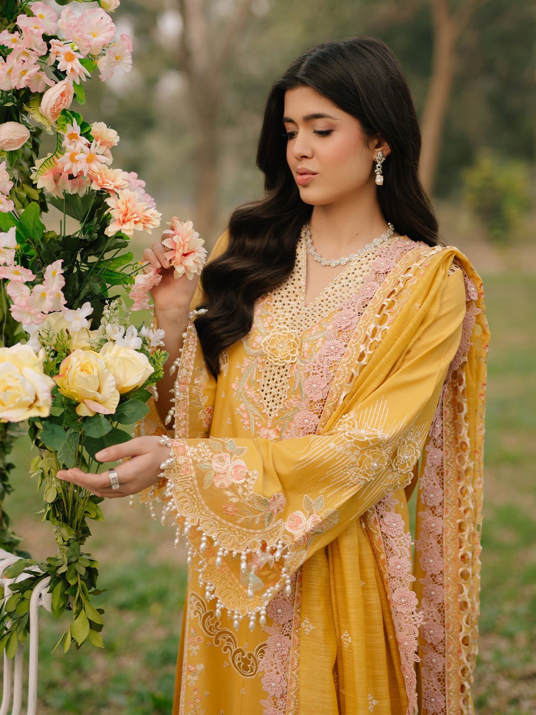 Bin Ilyas | Freesia Embroidered Lawn 25 | 104 - A - by - Libasekhas UK - Registered Vendor of : Bin Ilyas - 100% Original Designer Dresss