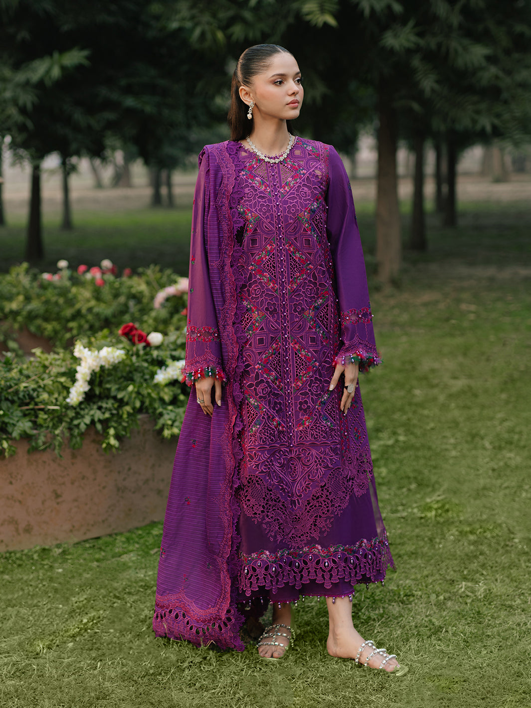 Bin Ilyas | Freesia Embroidered Lawn 25 | 105 - B - by - Libasekhas UK - Registered Vendor of : Bin Ilyas - 100% Original Designer Dresss