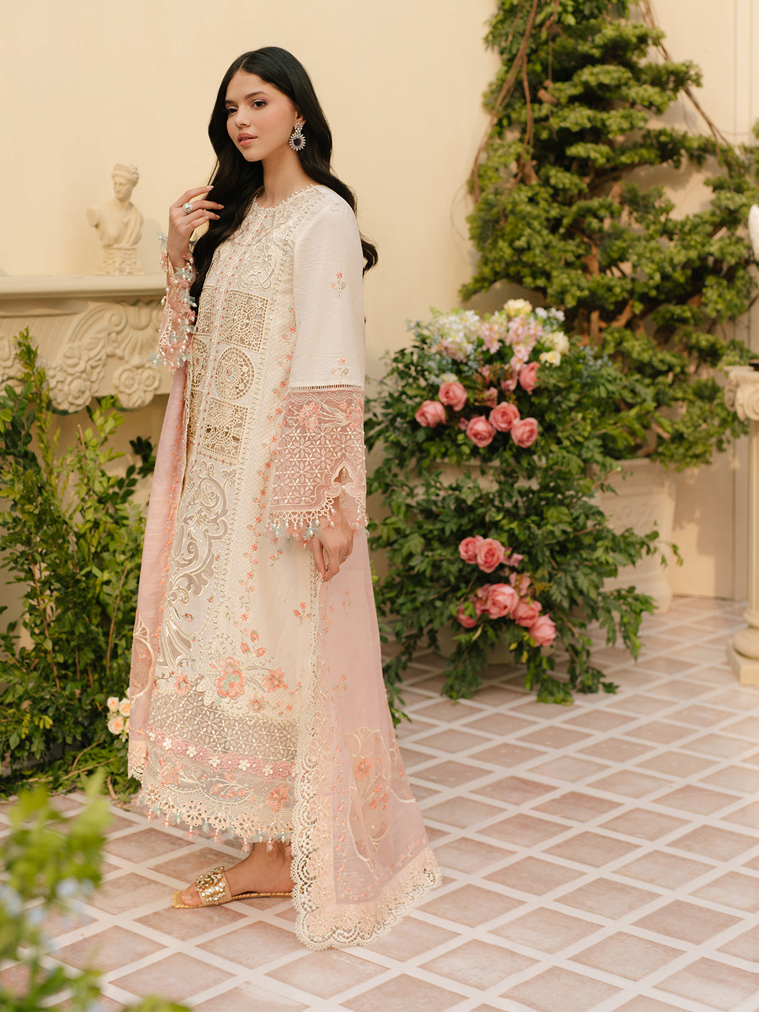 Bin Ilyas | Freesia Embroidered Lawn 25 | 107 - B - by - Libasekhas UK - Registered Vendor of : Bin Ilyas - 100% Original Designer Dresss