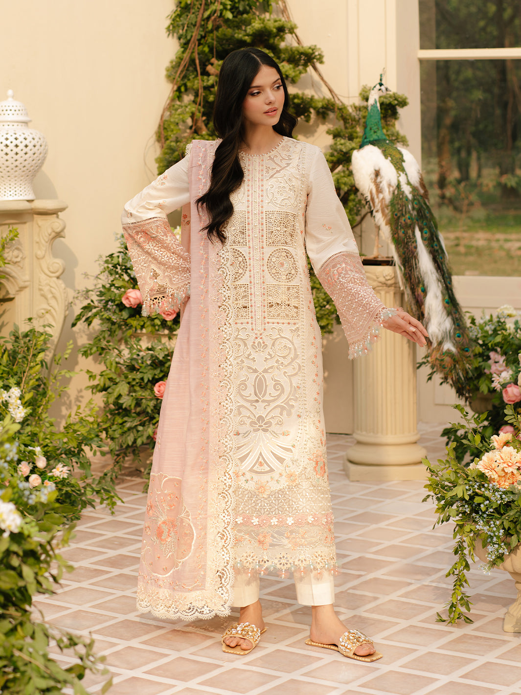 Bin Ilyas | Freesia Embroidered Lawn 25 | 107 - B - by - Libasekhas UK - Registered Vendor of : Bin Ilyas - 100% Original Designer Dresss