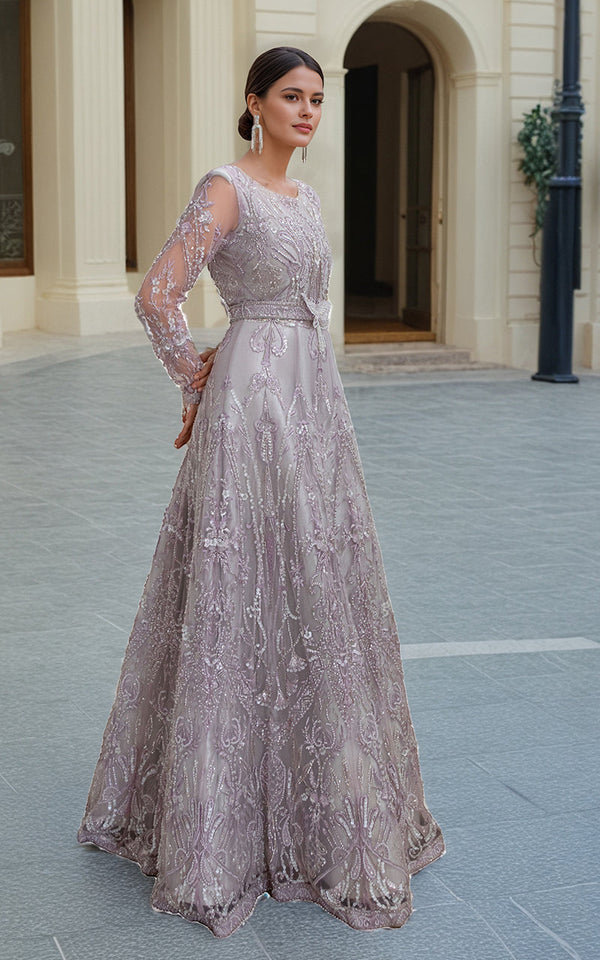 Threads and Motifs | Formal Dresses 25 | Net Embroidered Maxi - by Libasekhas UK - Registered Vendor of : Threads and Motifs - 100% Original Designer Dress