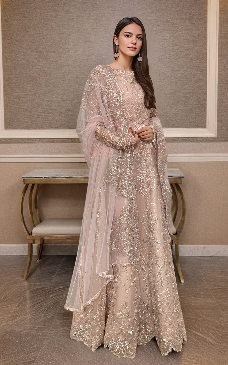 Threads and Motifs | Formal Dresses 25 | Net Embroidered Maxi - by Libasekhas UK - Registered Vendor of : Threads and Motifs - 100% Original Designer Dress