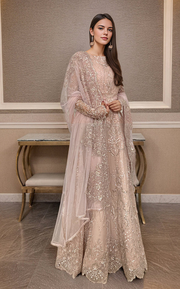 Threads and Motifs | Formal Dresses 25 | Net Embroidered Maxi - by Libasekhas UK - Registered Vendor of : Threads and Motifs - 100% Original Designer Dress