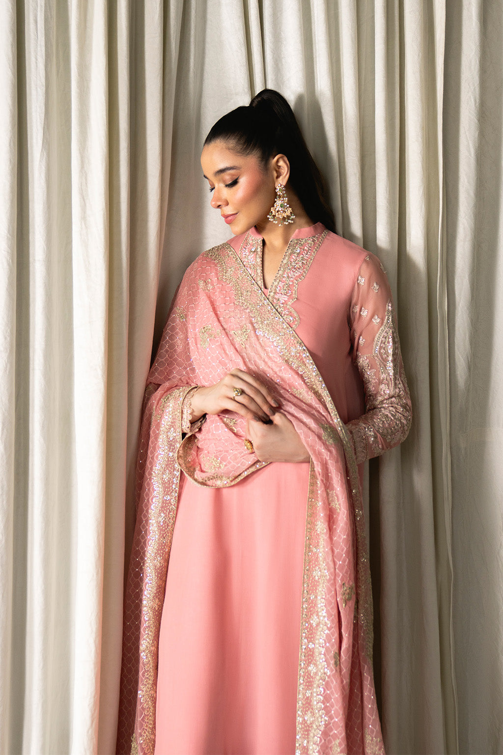 Neeshay | Ready to Wear Chiffon | RTW-CHFN-02 Pink - by Libasekhas UK - Registered Vendor of : Neeshay - 100% Original Designer Dress
