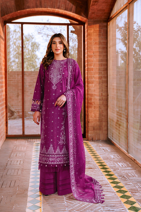 Farasha | Dastoor Embroidered Lawn SS24 | TEMPTING BERY - by - Libasekhas UK - Registered Vendor of : Farasha - 100% Original Designer Dresss