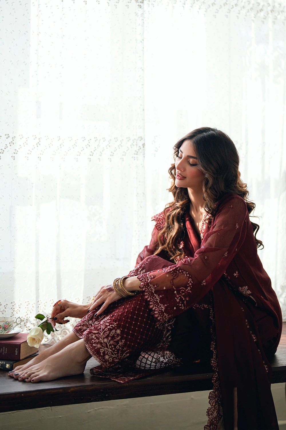 Azure | Eid Drop | Hibiscus - by Libasekhas UK - Registered Vendor of : Azure - 100% Original Designer Dress