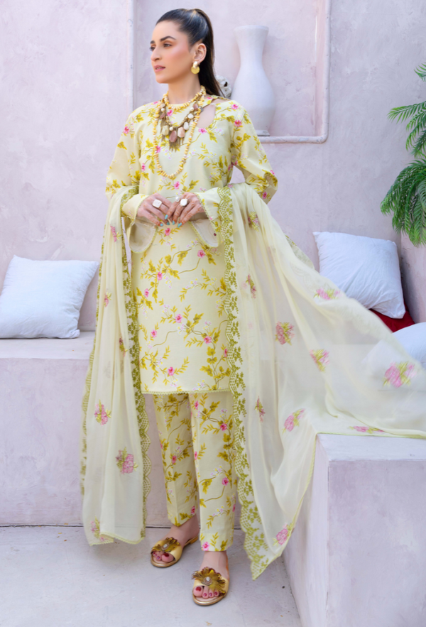 Humdum | Gardenia Lawn 24 | PLG 3 - D07 - by - Libasekhas UK - Registered Vendor of : HumDum - 100% Original Designer Dresss