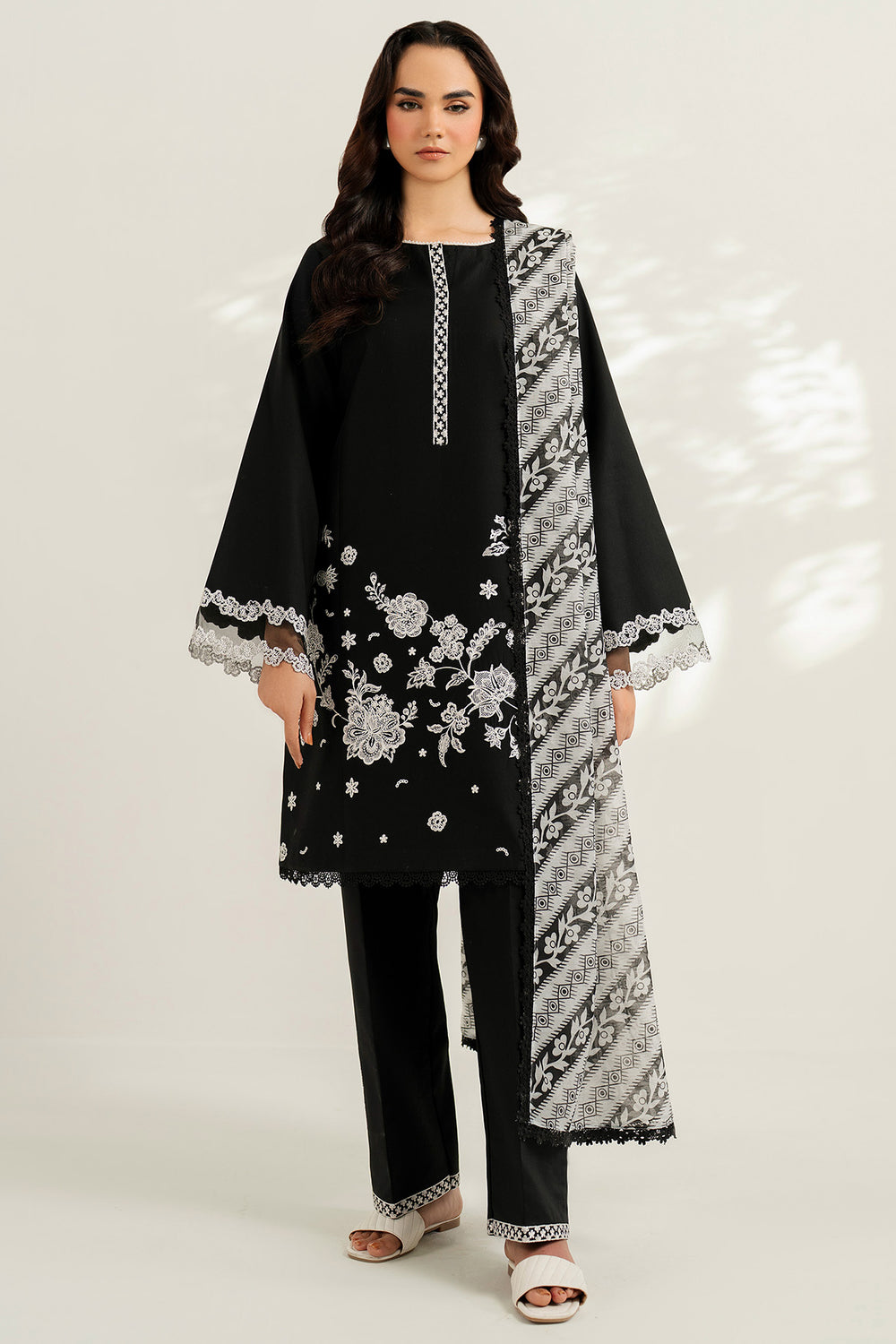 Farasha | Thread Lines Embroidered | Skylit Rouge - by Libasekhas UK - Registered Vendor of : Farasha - 100% Original Designer Dress