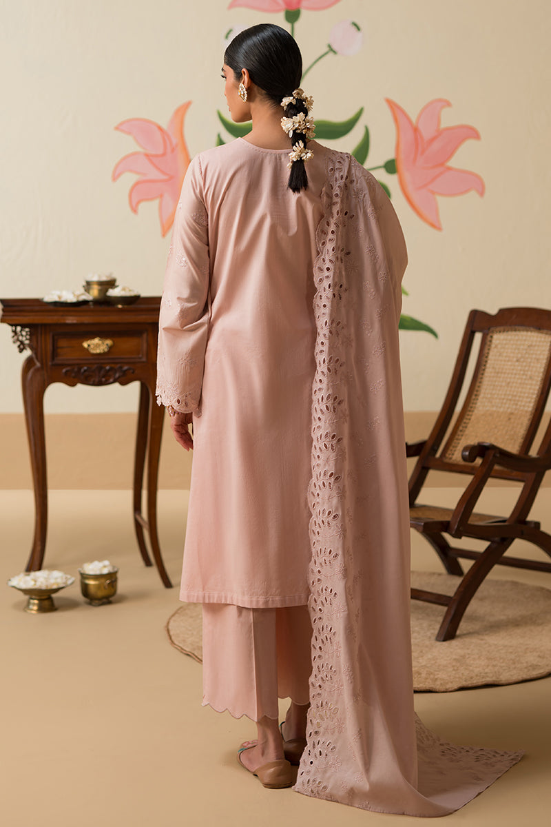 Cross Stitch | Chikankari Lawn 25 | PALE MAUVE - by - Libasekhas UK - Registered Vendor of : Cross Stitch - 100% Original Designer Dresss