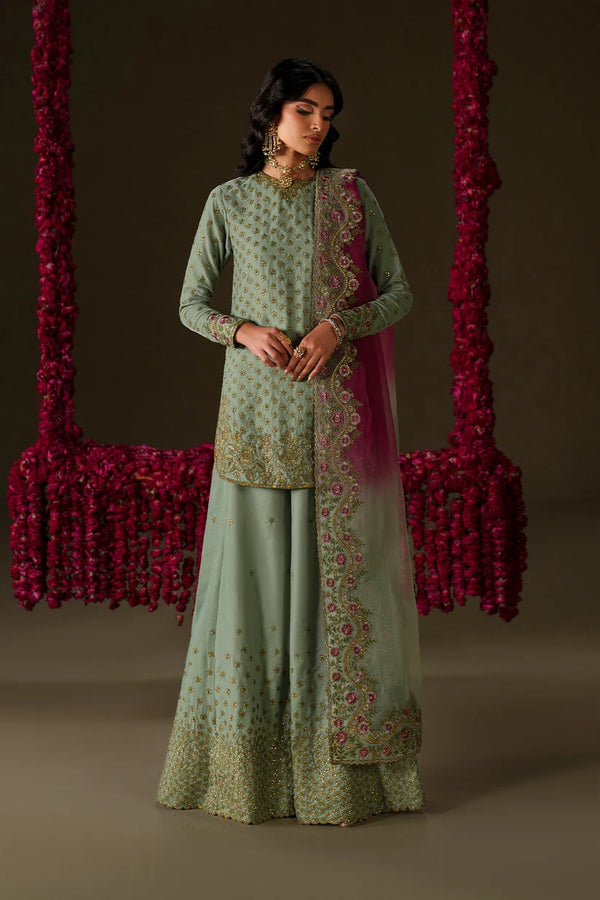 Iznik| Velvet'26 | Mint Green IV-73 Embroidered Velvet