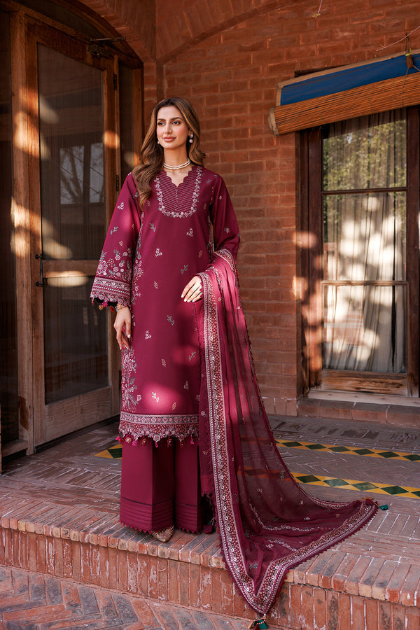 Farasha | Dastoor Embroidered Lawn SS24 | RUBY GLAM - by - Libasekhas UK - Registered Vendor of : Farasha - 100% Original Designer Dresss