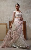 Threads and Motifs | Formal Dresses 25 | Net Embroidered Blouse And Saree - by Libasekhas UK - Registered Vendor of : Threads and Motifs - 100% Original Designer Dress