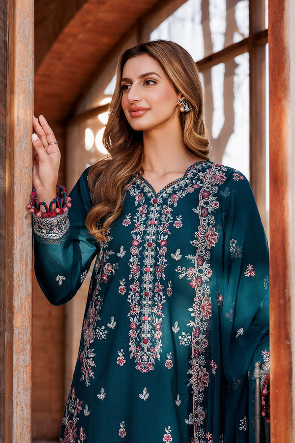 Farasha | Dastoor Embroidered Lawn SS24 | EMERALD CHARM - by - Libasekhas UK - Registered Vendor of : Farasha - 100% Original Designer Dresss
