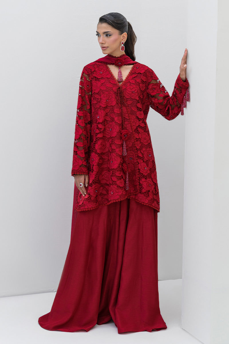 Chic Ophicial | Aarzu Luxe Pret | Red Radiance - by Libasekhas UK - Registered Vendor of : Chic Ophicial - 100% Original Designer Dress