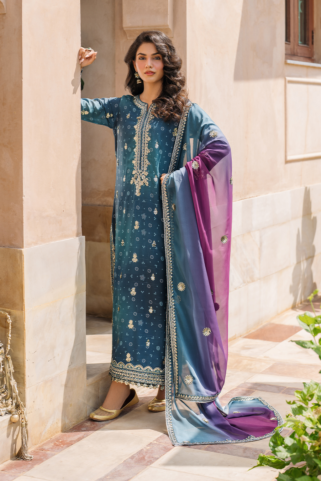 Iznik | Bandhani Formals | UE-335 - by - Libasekhas UK - Registered Vendor of : Iznik - 100% Original Designer Dresss