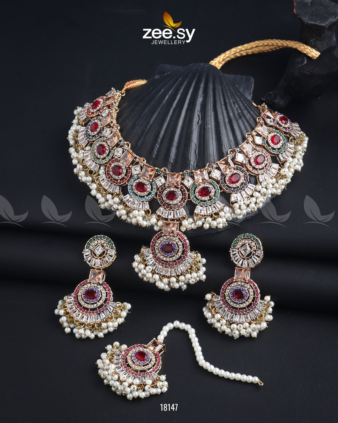 Anaya Necklace Set - by - Libasekhas UK - Registered Vendor of : Zeesy - 100% Original Designer Dresss