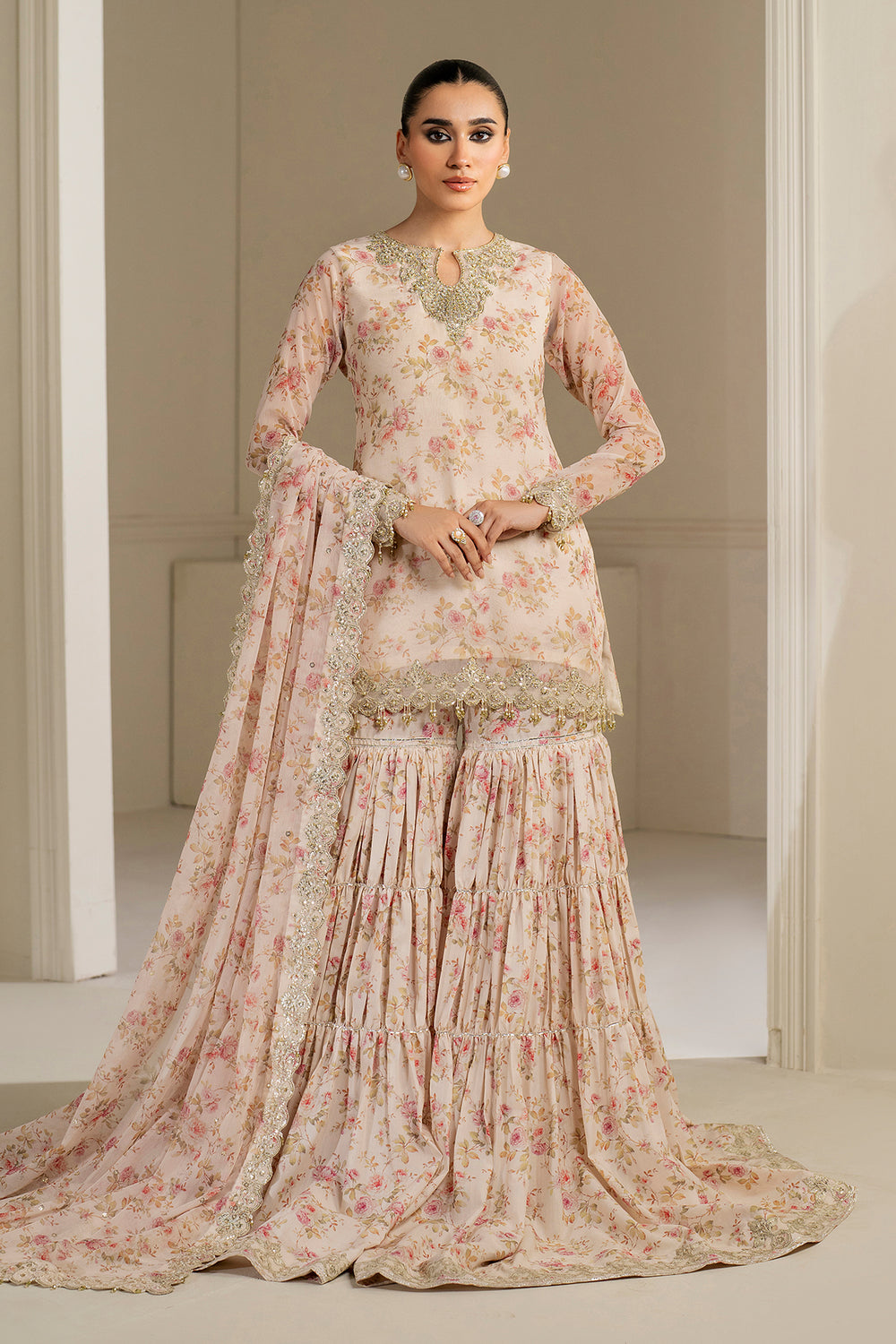 Baroque | Formals Collection | EMBROIDERED CHIFFON UF-4164 - by Libasekhas UK - Registered Vendor of : Baroque - 100% Original Designer Dress
