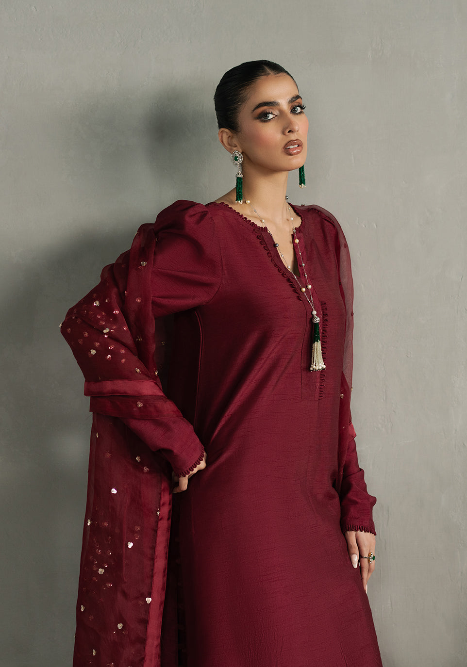Zarqash | Silk Edit | ZQS 018 ROSE ROUGE - by - Libasekhas UK - Registered Vendor of : Zarqash - 100% Original Designer Dresss