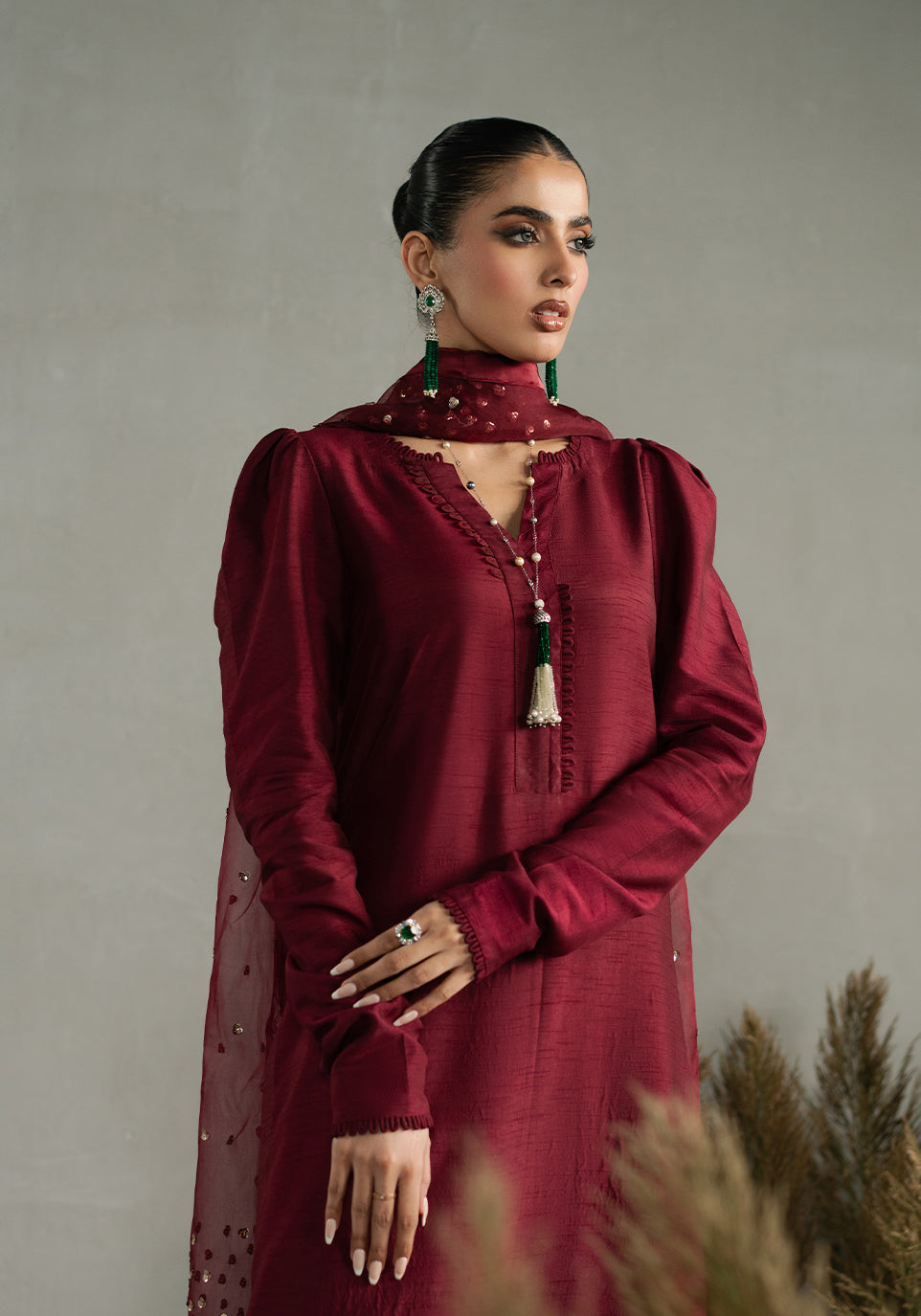 Zarqash | Silk Edit | ZQS 018 ROSE ROUGE - by - Libasekhas UK - Registered Vendor of : Zarqash - 100% Original Designer Dresss