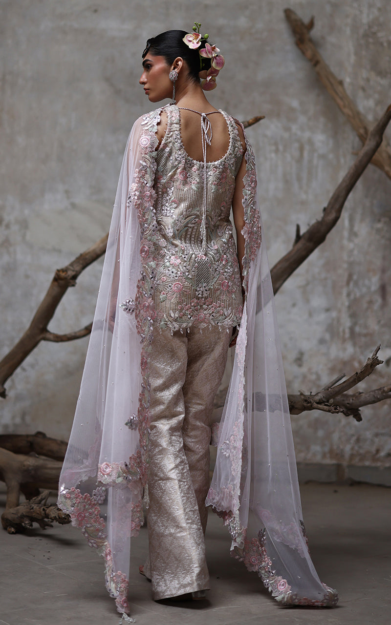 Threads and Motifs | Formal Dresses 25 | Organza Embroidered Shirt - by Libasekhas UK - Registered Vendor of : Threads and Motifs - 100% Original Designer Dress