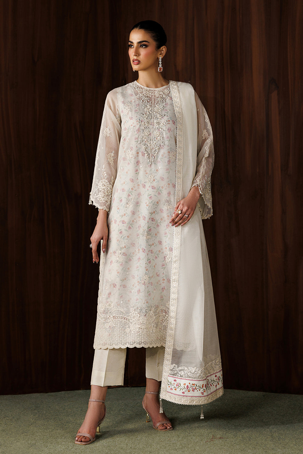 Baroque | Formals Collection | EMBROIDERED COTTON NET UF-4440 - by Libasekhas UK - Registered Vendor of : Baroque - 100% Original Designer Dress