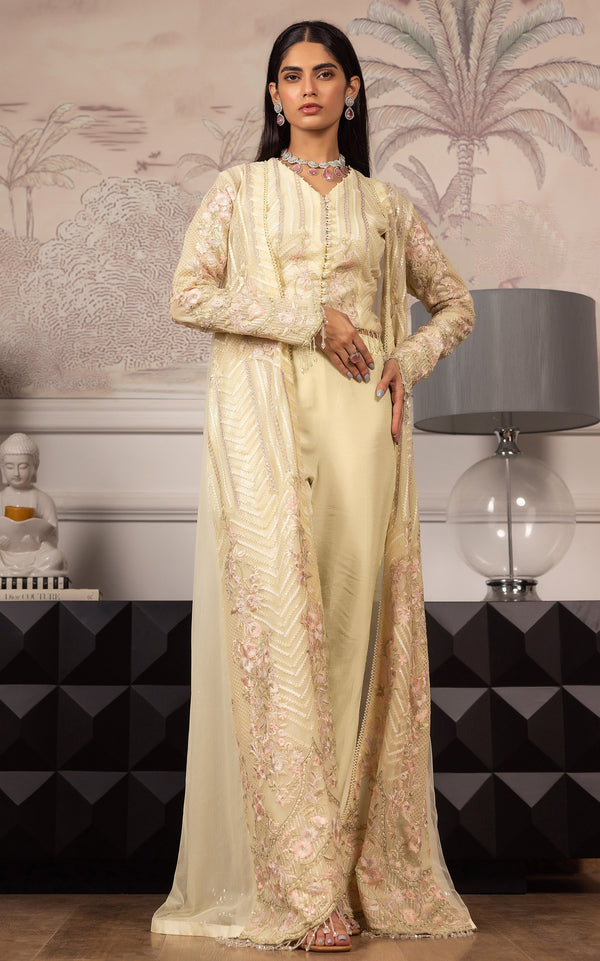 Threads and Motifs | Formal Dresses 25 | Net Embroidered Jacket With Embroidered Blouse - by Libasekhas UK - Registered Vendor of : Threads and Motifs - 100% Original Designer Dress