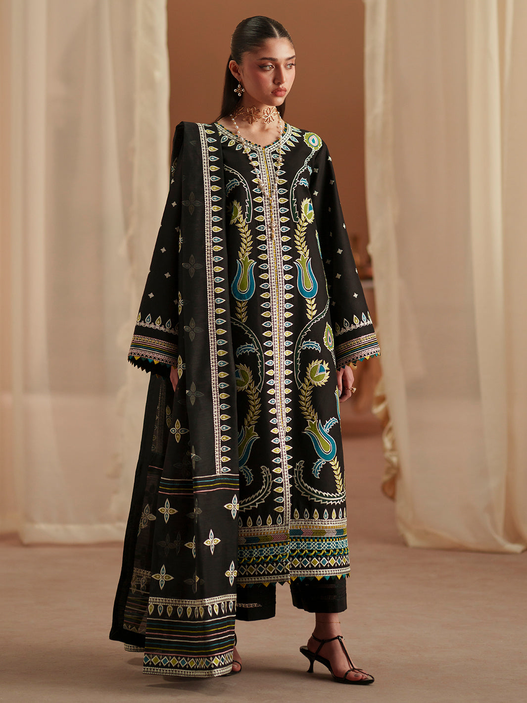 Bin Ilyas | Mashriq Luxury Lawn 26 | D-118-B - by Libasekhas UK - Registered Vendor of : Bin Ilyas - 100% Original Designer Dress