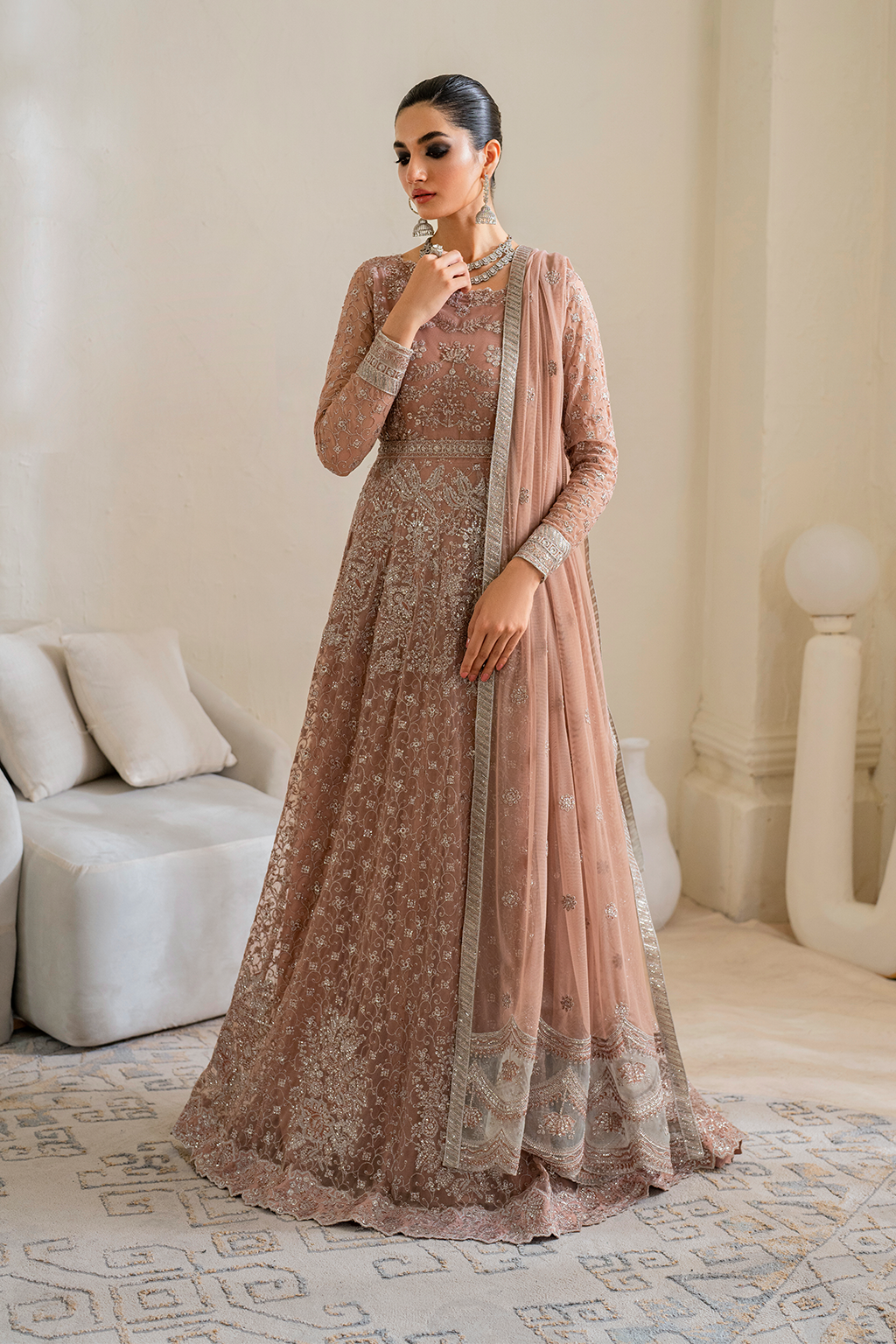 Iznik | Chinnon Chiffon | CC-43 Embroidered Net - by - Libasekhas UK - Registered Vendor of : Iznik - 100% Original Designer Dresss