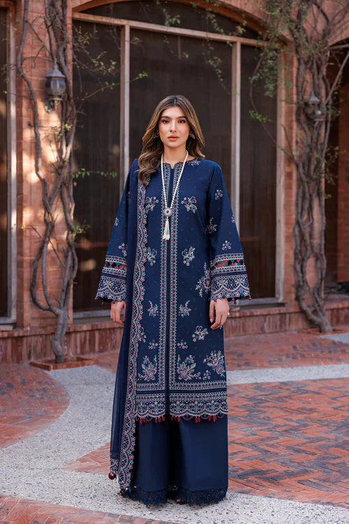 Farasha | Kaavish Lawn 24 | DEEP SAPPHIRE - by - Libasekhas UK - Registered Vendor of : Farasha - 100% Original Designer Dresss