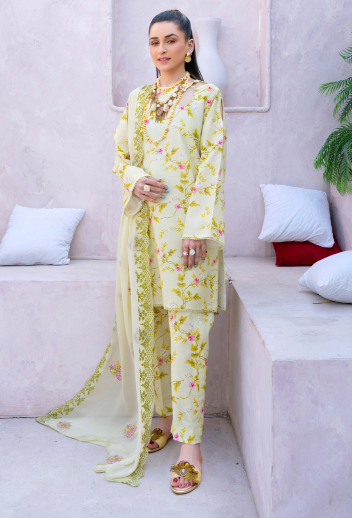 Humdum | Gardenia Lawn 24 | PLG 3 - D07 - by - Libasekhas UK - Registered Vendor of : HumDum - 100% Original Designer Dresss