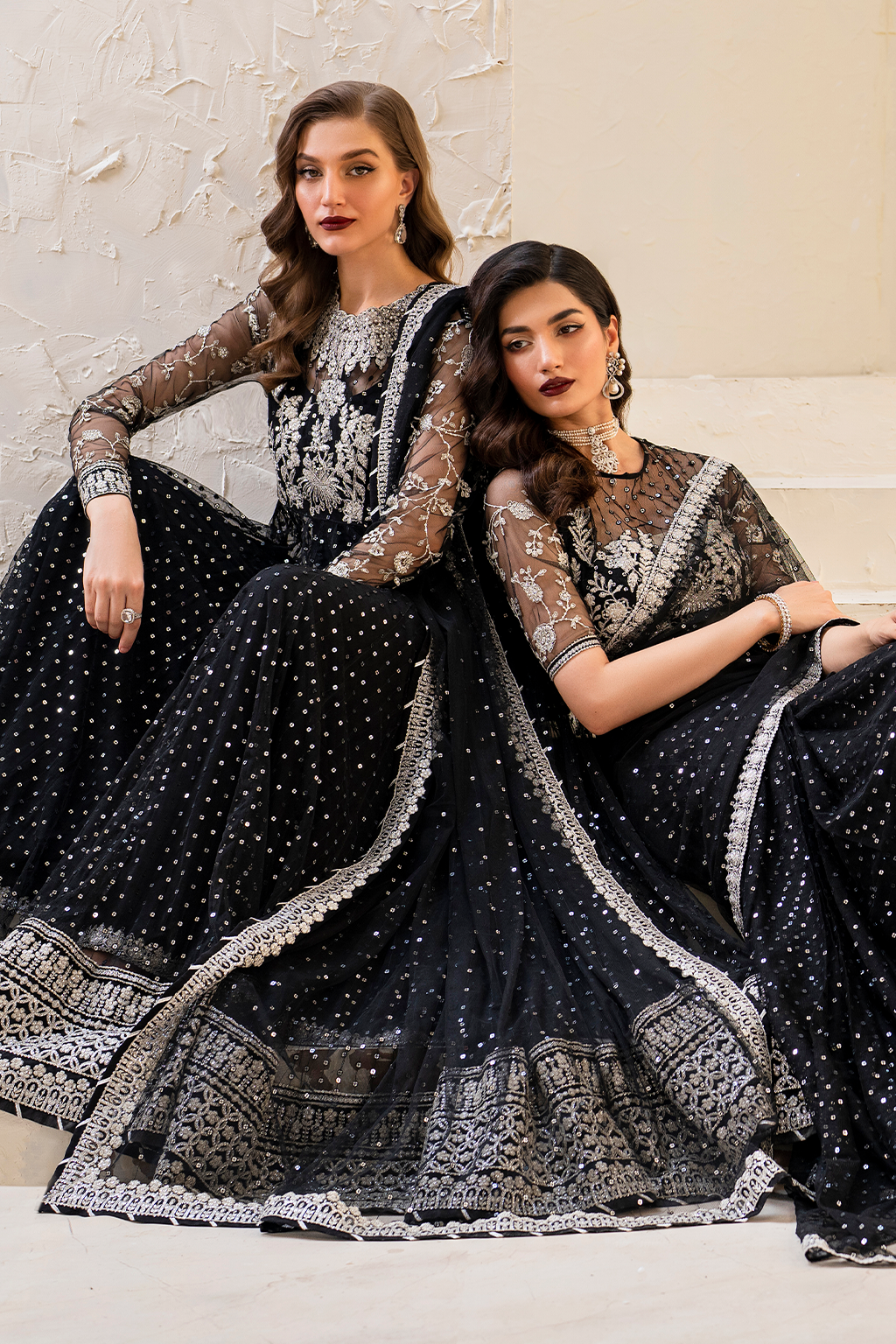 Iznik | Chinnon Chiffon | CC-50 Embroidered Net - by - Libasekhas UK - Registered Vendor of : Iznik - 100% Original Designer Dresss
