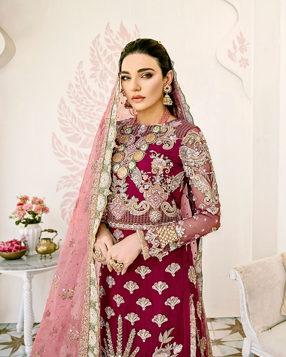 Gulaal | Wedding Formals | Pois Embroidered Net 3-Piece Suit WS-08 - by - Libasekhas UK - Registered Vendor of : Gulaal - 100% Original Designer Dresss