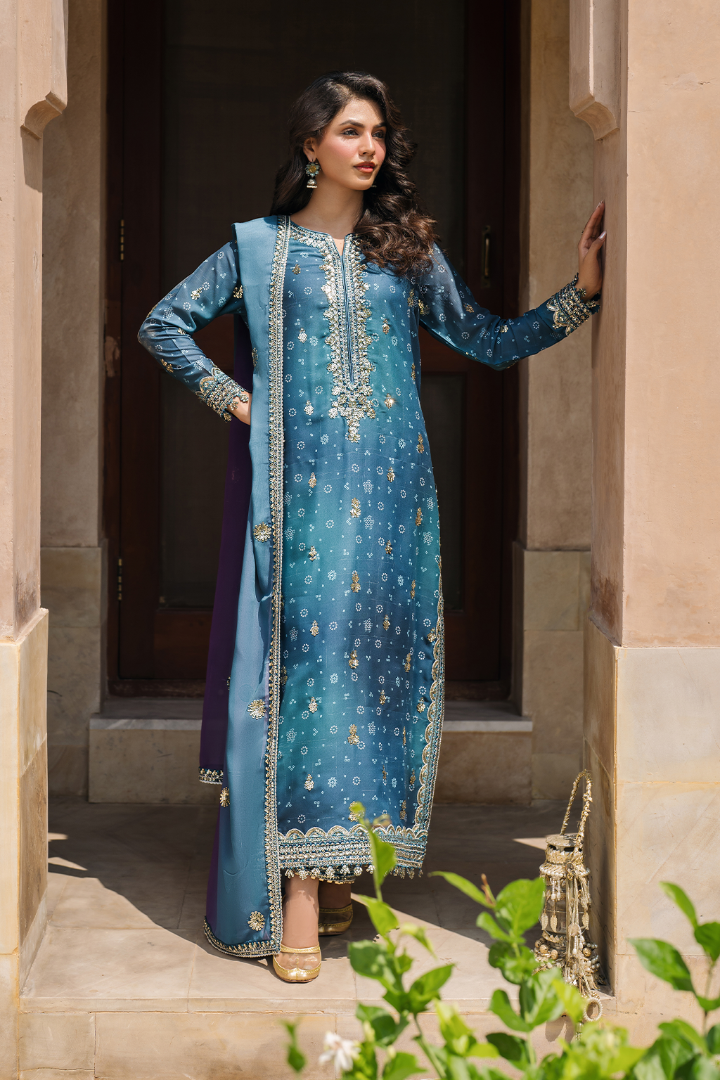 Iznik | Bandhani Formals | UE-335 - by - Libasekhas UK - Registered Vendor of : Iznik - 100% Original Designer Dresss