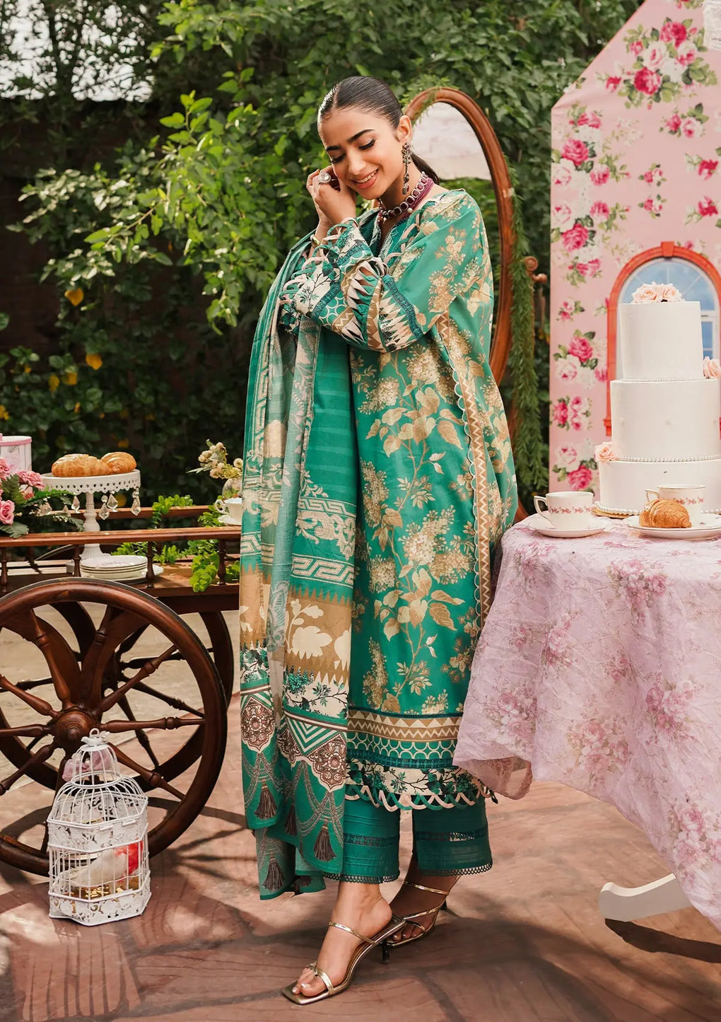 Elaf Premium | Printed Collection 24 | EEP-04B - Chic Teal - by - Libasekhas UK - Registered Vendor of : Elaf Premium - 100% Original Designer Dresss