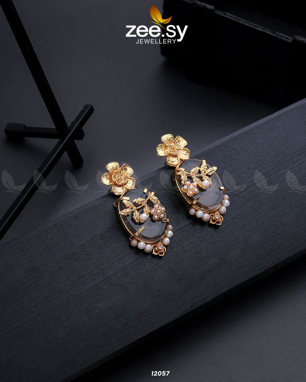Crystal Glow Earrings - by - Libasekhas UK - Registered Vendor of : Zeesy - 100% Original Designer Dresss