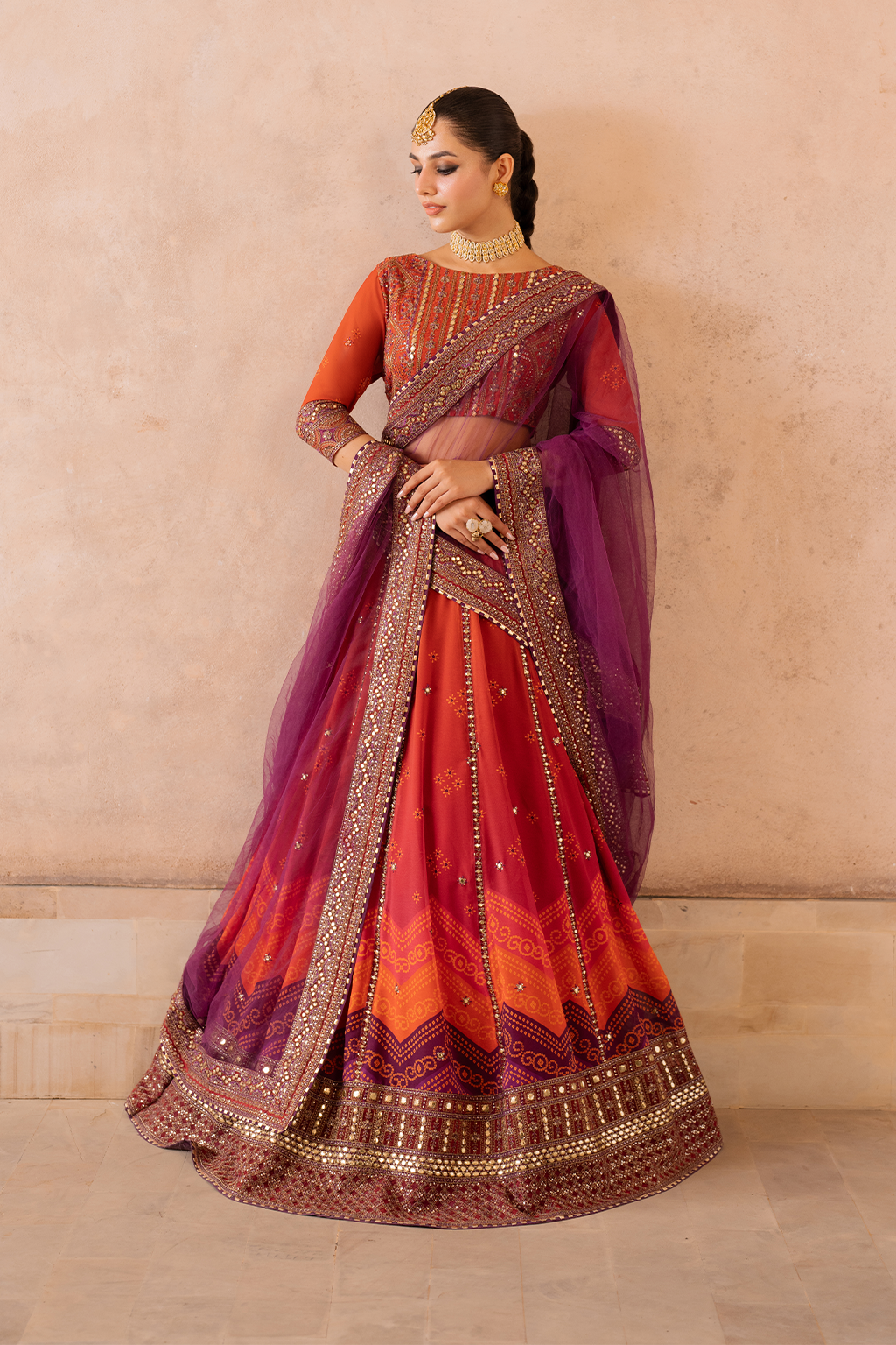 Iznik | Bandhani Formals | UE-334 - by - Libasekhas UK - Registered Vendor of : Iznik - 100% Original Designer Dresss