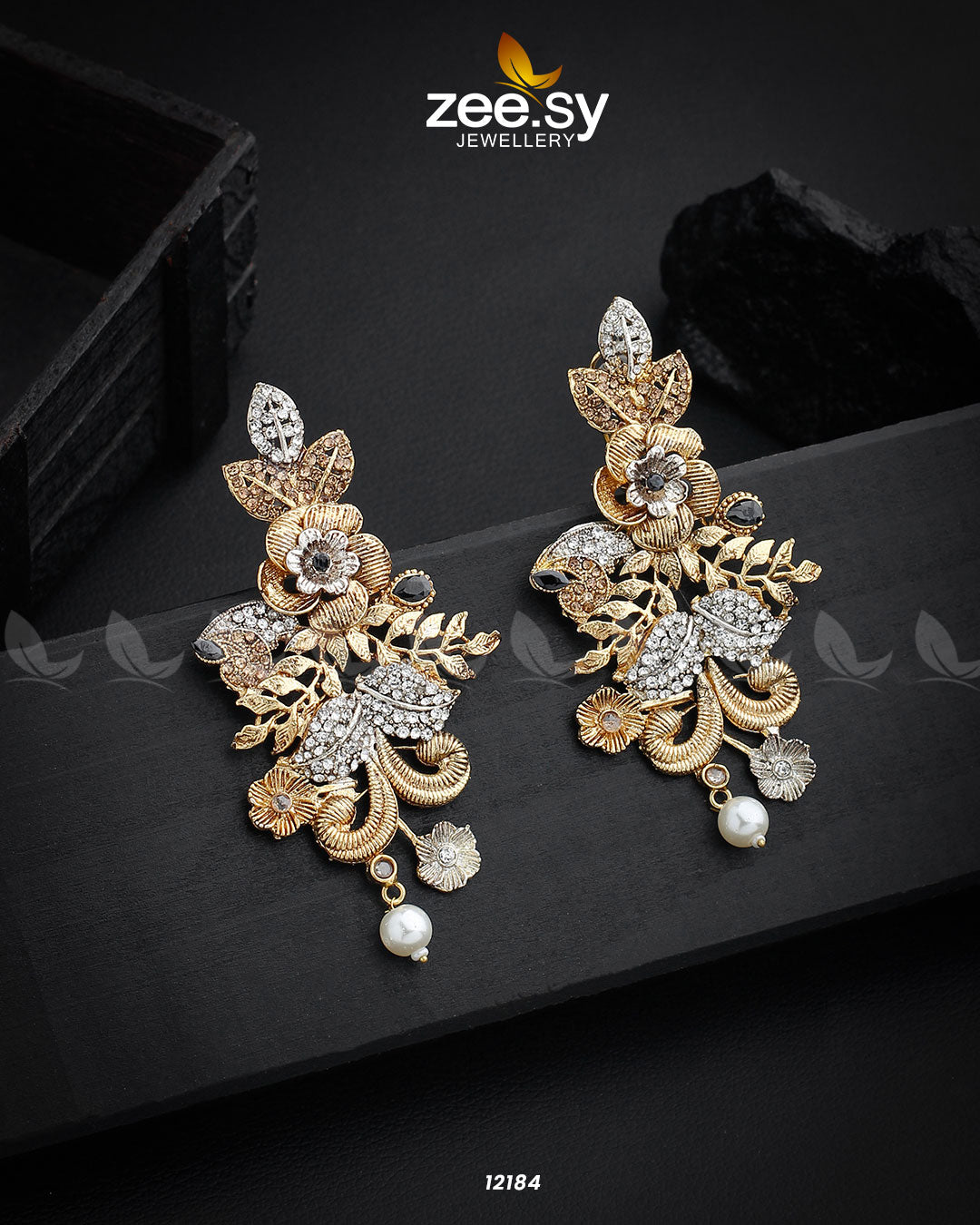 Floral Earrings - by - Libasekhas UK - Registered Vendor of : Zeesy - 100% Original Designer Dresss