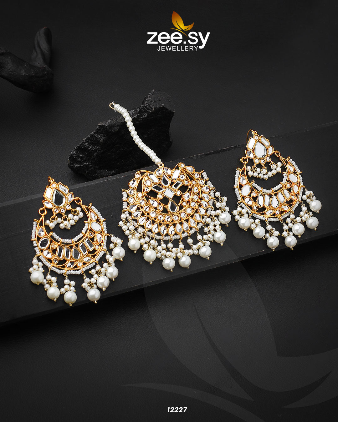 Kundan Bindiya Earrings - by - Libasekhas UK - Registered Vendor of : Zeesy - 100% Original Designer Dresss