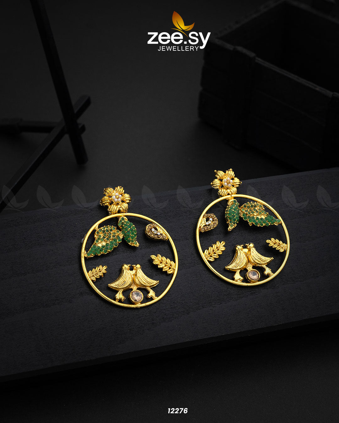 Nouveau Earrings - by - Libasekhas UK - Registered Vendor of : Zeesy - 100% Original Designer Dresss